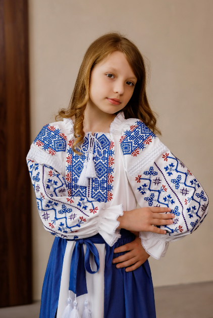 Вишита сукня для дівчинки Galychanka Богодара 116 Білий, синій (GALDSBOGOD) - Фото 4 Вишита сукня для дівчинки Galychanka Богодара 116 Білий, синій (GALDSBOGOD) - изображение 4