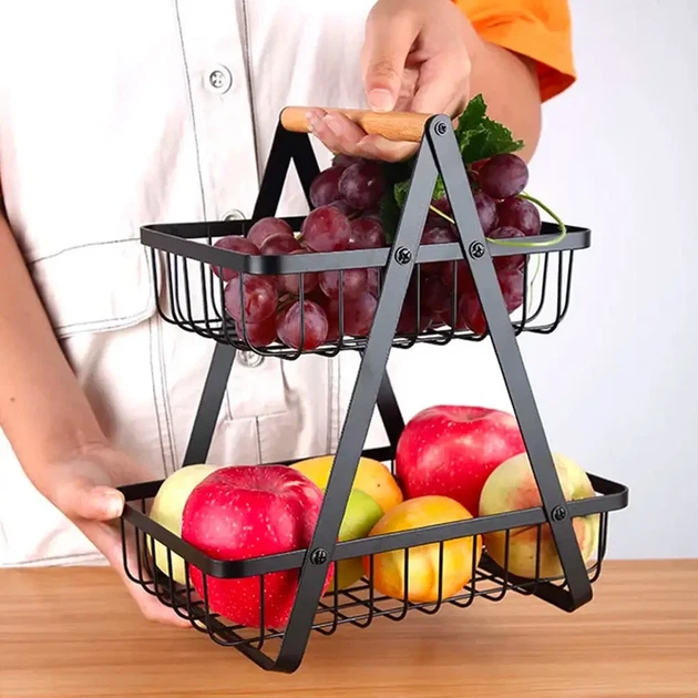 Корзина для фруктов 2 яруса, 32х30х18смКоVegetableКорзина д and fruit storage rack / Фруктовница металлическая - изображение 2