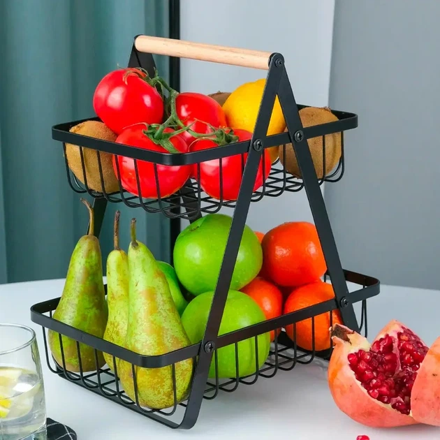 Корзина для фруктов 2 яруса, 32х30х18смКоVegetableКорзина д and fruit storage rack / Фруктовница металлическая - изображение 7