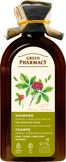 Шампунь Green Pharmacy для чувствительной кожи головы Женьшень и масло марокканской мяты 350 мл (4823015945823) - Фото 1 Шампунь Green Pharmacy для чувствительной кожи головы Женьшень и масло марокканской мяты 350 мл (4823015945823) - изображение 1