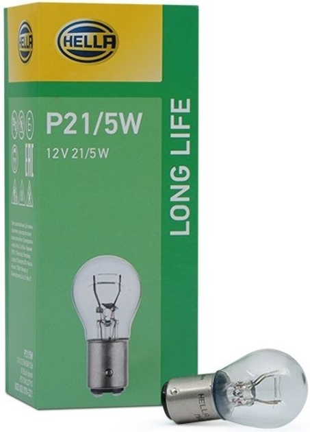 Zestaw żarówek samochodowych Hella Long Life P21/5W 12 V 10 szt (8GD002078221) - obraz 2
