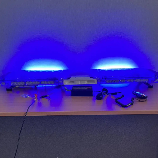 Плоская мигалка с СГП 150W LED 121 см синяя 4 стороны для крыши авто, 12V - изображение 2