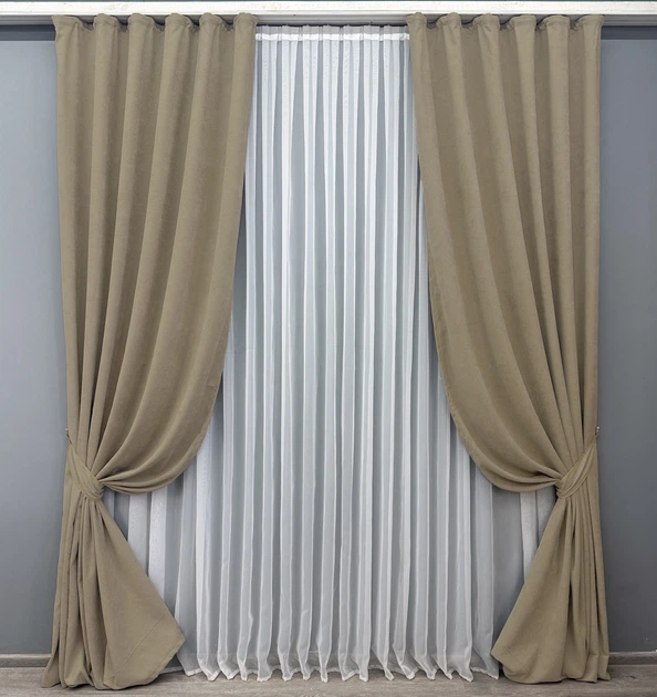 Комплект готовых штор VR-Textil Микровелюр Petek YL № 1804ш Капучино 150х295 см 2 шт (33-0778) - Фото 2 Комплект готовых штор VR-Textil Микровелюр Petek YL № 1804ш Капучино 150х295 см 2 шт (33-0778) - изображение 2