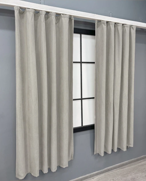 Комплект коротких штор VR-Textil Мікровелюр Petek YL № 1803ш Світло-сірий 130х170 см 2 шт (35-0385) - зображення 3