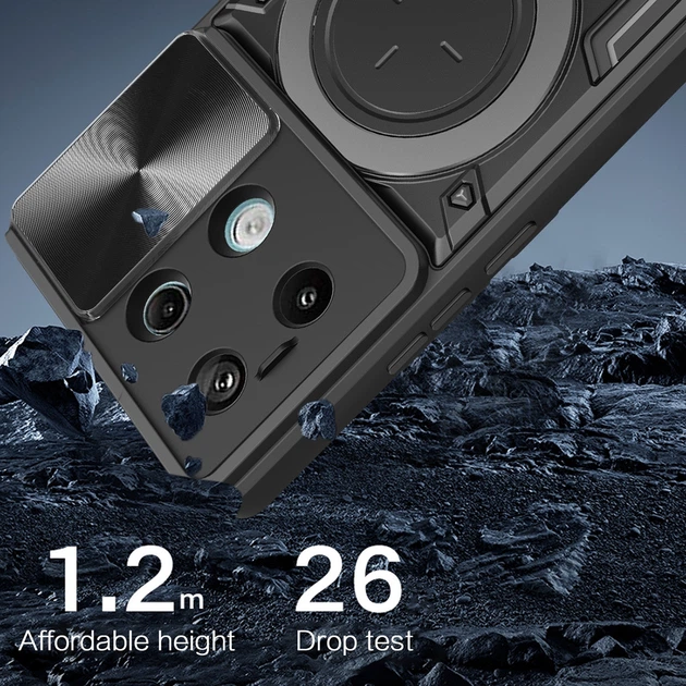 Чохол Magnetic Shield для Xiaomi Redmi Note 13 Pro 4G протиударний бампер з підставкою кільцем Black - зображення 4