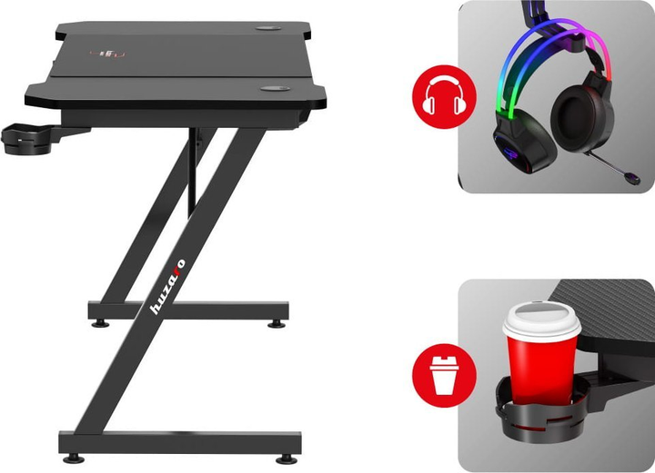 Biurko gamingowe Huzaro Hero 3.3 Black - obraz 13