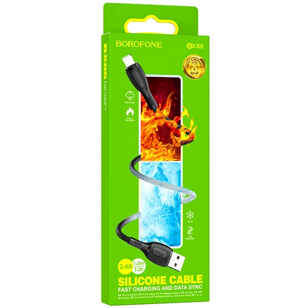 Дата кабель Borofone BX86 Advantage USB to Lightning (1m) (Black) (232698) - изображение 4