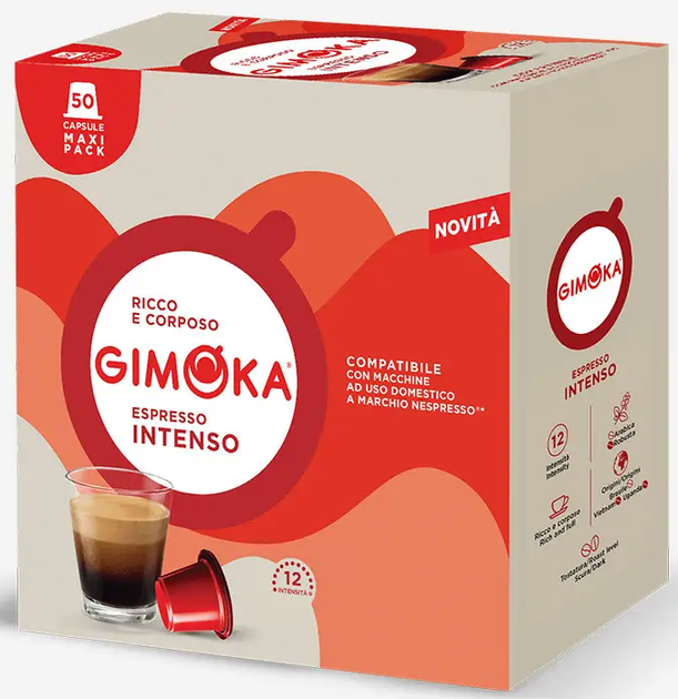 BOX 50 Кофе в капсулах Nespresso Gimoka Espresso Intenso 50 капсул - Фото 1 BOX 50 Кофе в капсулах Nespresso Gimoka Espresso Intenso 50 капсул - изображение 1
