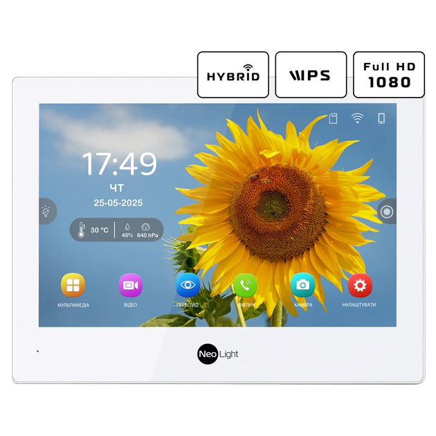 Комплект видеодомофона Neolight ALPHA Hybrid + SOLO FHD, 8" IPS, Wi-Fi, 1080p, IP66, White/Graphite - изображение 3