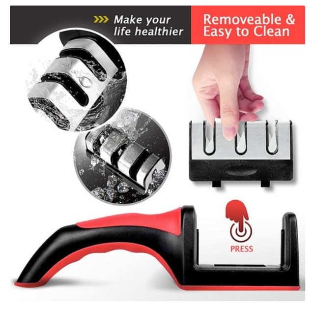 Точилка для кухонных ножей 3-ступенчатая с ручкой Knife Sharpener Tool - Фото 7 Точилка для кухонных ножей 3-ступенчатая с ручкой Knife Sharpener Tool - изображение 7