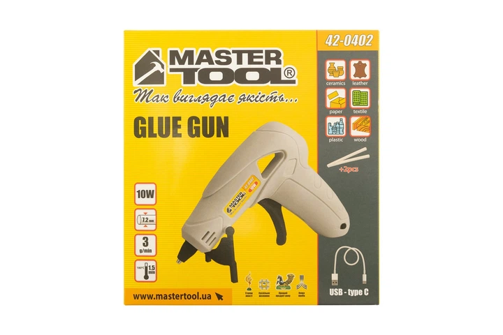 Пистолет клеевой аккумуляторный MASTERTOOL Ø 7.2 мм DC 3.7V 2200 mAh «Капля-Стоп» 42-0402 - изображение 8