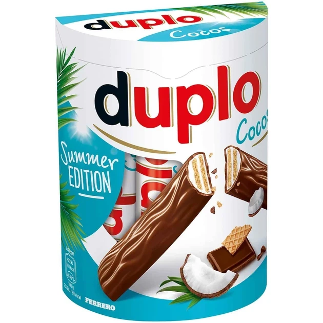 Вафельні батончики Ferrero Duplo Summer Edition Cocos з кокосовим кремом 182г 10шт - Фото 1 Вафельні батончики Ferrero Duplo Summer Edition Cocos з кокосовим кремом 182г 10шт - зображення 1