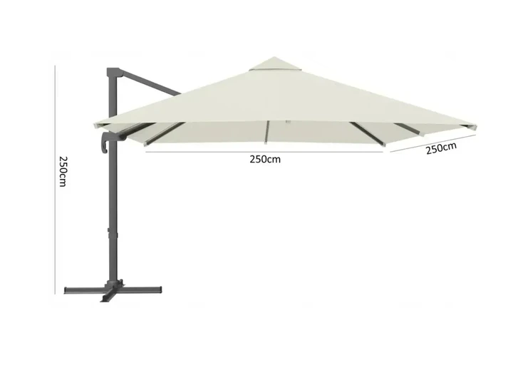 Садова парасоля Garden Line водонепроникна сіра 250×250 см з регулюванням кута і чохлом - зображення 3