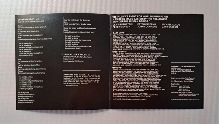 Metallica – Ride The Lightning (1989) Audio CD (импорт, буклет