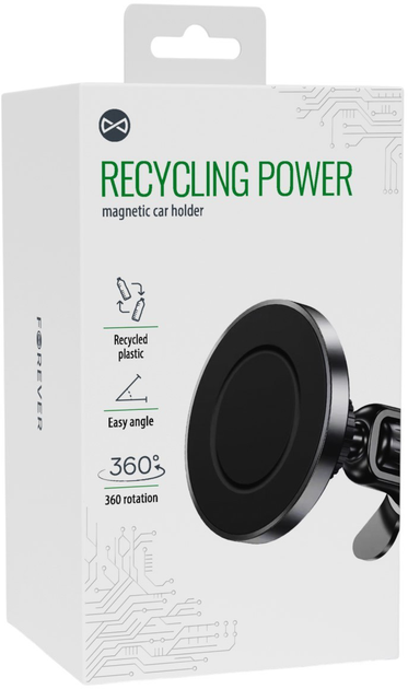 Автотримач для телефона Forever Recycling RUS34-MG-K Black (5907457753280) - зображення 2