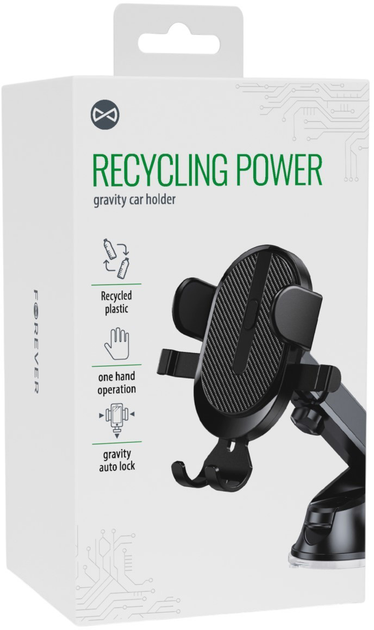 Uchwyt samochodowy do telefonu Forever Recycling RUS36-G-S Black (5907457753327) - obraz 2