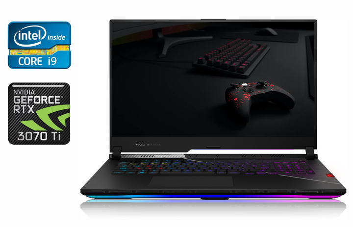 Ігровий ноутбук Asus ROG Strix Scar G533Z / 15.6" (2560x1440) IPS / Intel Core i9-12900H (14 (20) ядер по 3.8 - 5.0 GHz) / 32 GB DDR5 / 1000 GB SSD / nVidia GeForce RTX 3070 Ti, 8 GB GDDR6X, 256-bit / HDMI / Windows 11 б/в - Фото 1 Ігровий ноутбук Asus ROG Strix Scar G533Z / 15.6" (2560x1440) IPS / Intel Core i9-12900H (14 (20) ядер по 3.8 - 5.0 GHz) / 32 GB DDR5 / 1000 GB SSD / nVidia GeForce RTX 3070 Ti, 8 GB GDDR6X, 256-bit / HDMI / Windows 11 б/в - зображення 1