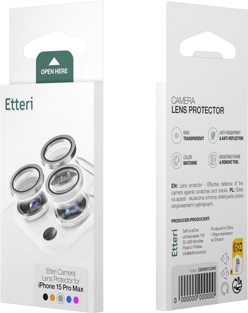 Szkło hartowane Etteri Camera Lens Protector do Apple iPhone 15 / 15 Plus Pink (5907504524450) - obraz 4