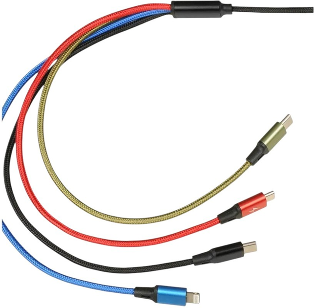 Kabel iBOX 4in1 USB Type-A - microUSB/Lightning/2 x USB Type-C M/M 1.2 m Black (5903968680275) - obraz 3