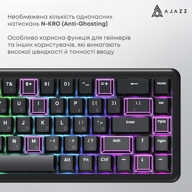 Клавіатура механічна дротова Ajazz AK680 MAX Magnetic Switch RGB USB Black (AK680-WM-B-A) - изображение 9