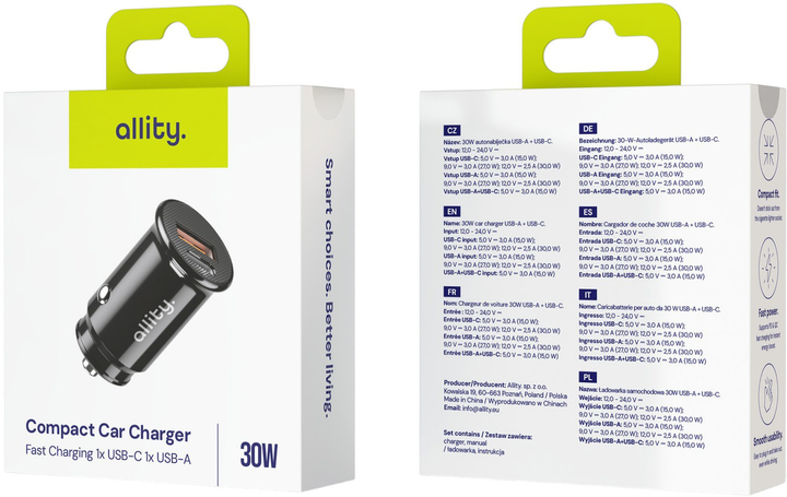 Ładowarka samochodowa Allity ACC-100-30WAC USB Type-A + USB Type-C 30 W Black (5906667550412) - obraz 8