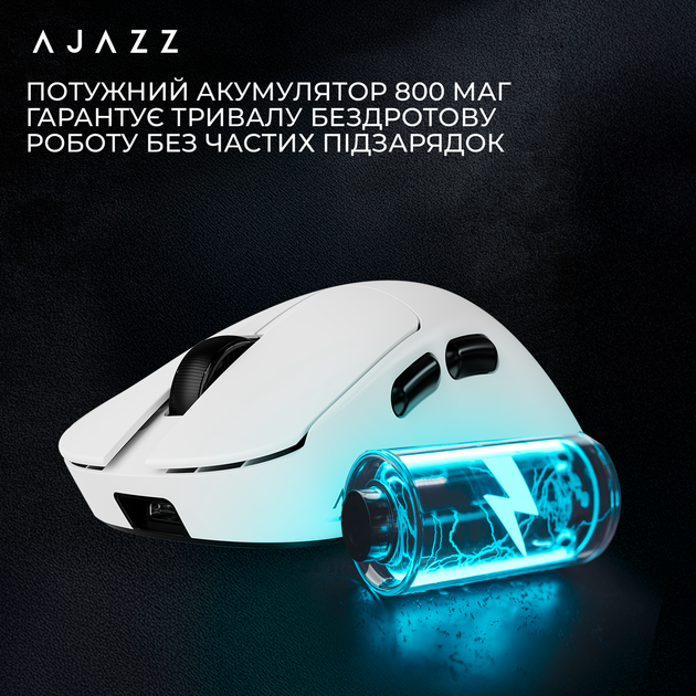 Мышь Ajazz AJ179 V2 MAX Wireless/Bluetooth/USB White (AJ179-V2-MAX-W) - Фото 9 Мышь Ajazz AJ179 V2 MAX Wireless/Bluetooth/USB White (AJ179-V2-MAX-W) - изображение 9