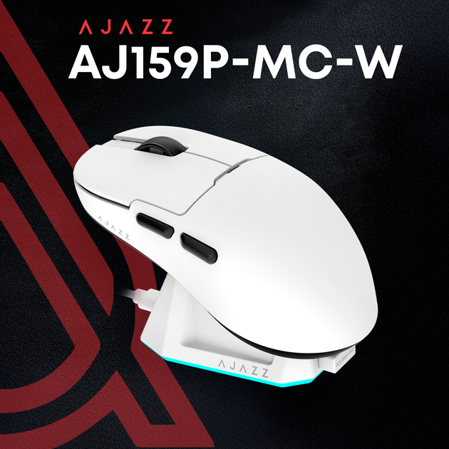 Миша Ajazz AJ159P MC Charging Dock Wireless/Bluetooth/USB White (AJ159P-MC-W) - Фото 5 Миша Ajazz AJ159P MC Charging Dock Wireless/Bluetooth/USB White (AJ159P-MC-W) - изображение 5