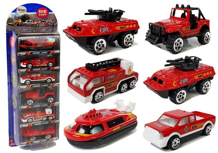 Набір ресорних іграшок LEAN Toys Пожежні автомобілі 1:64 6 шт 7596 (5905323219038) - зображення 2