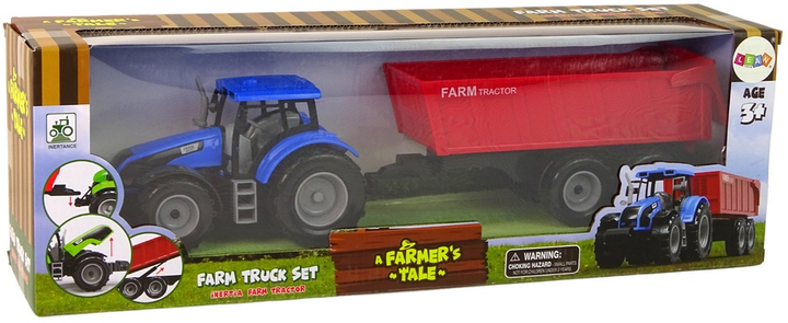 Pojazd rolniczy LEAN Toys FarmaTraktor z przyczepą Niebieski 15664 (5905679071885) - obraz 1