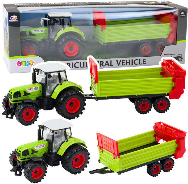 Іграшка LEAN Toys Трактор з причепом і фрикційним приводом Зелений 24993 (5905991060437) - зображення 2
