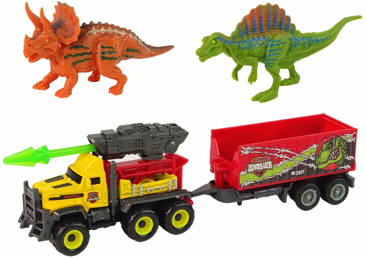Набір іграшок LEAN Toys Динозаври Автомобіль з ракетою і причепом з динозаврами Жовтий 15952 (5905679074985) - зображення 3