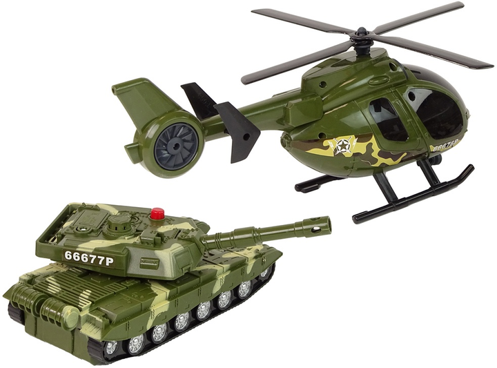 Zestaw zabawek LEAN Toys Militarny Czołg z napędem frykcyjnym + Helikopter 15484 (5905515358620) - obraz 5
