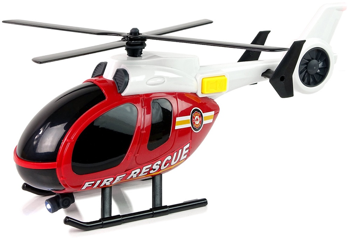 Zestaw zabawek LEAN Toys ze światłami i dźwiękami Helikopter + Auto Straż pożarna Czerwony 12964 (5905323211407) - obraz 3
