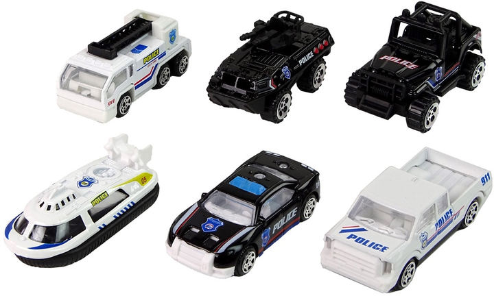 Zestaw resoraków LEAN Toys Pojazdy policyjne 1:64 6 szt 13115 (5905323213173) - obraz 3