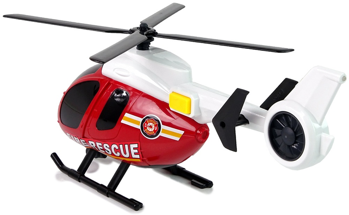 Zestaw zabawek LEAN Toys ze światłami i dźwiękami Helikopter + Auto Straż pożarna Czerwony 12964 (5905323211407) - obraz 6