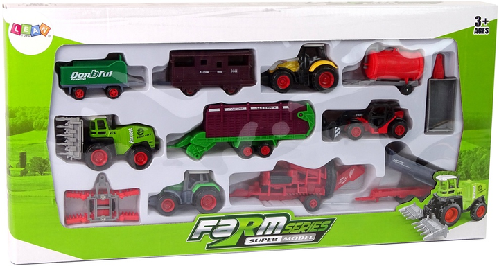 Zestaw traktorów LEAN Toys Pojazdy rolnicze metalowe 12 szt 13259 (5905323214613) - obraz 1