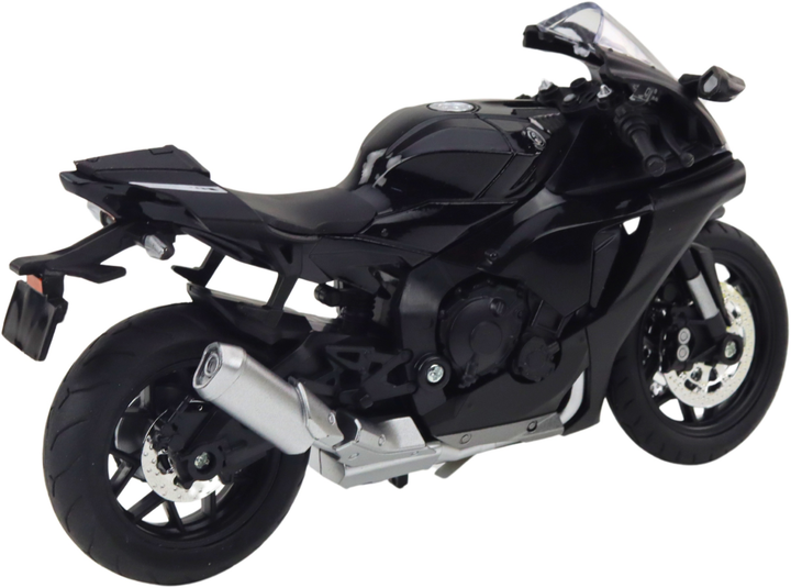Zabawka LEAN Toys Motocykl sportowy metalowy ze światłami i dźwiękami z srebrnymi elementami 1:12 Czarny 22627 (5905991049760) - obraz 4