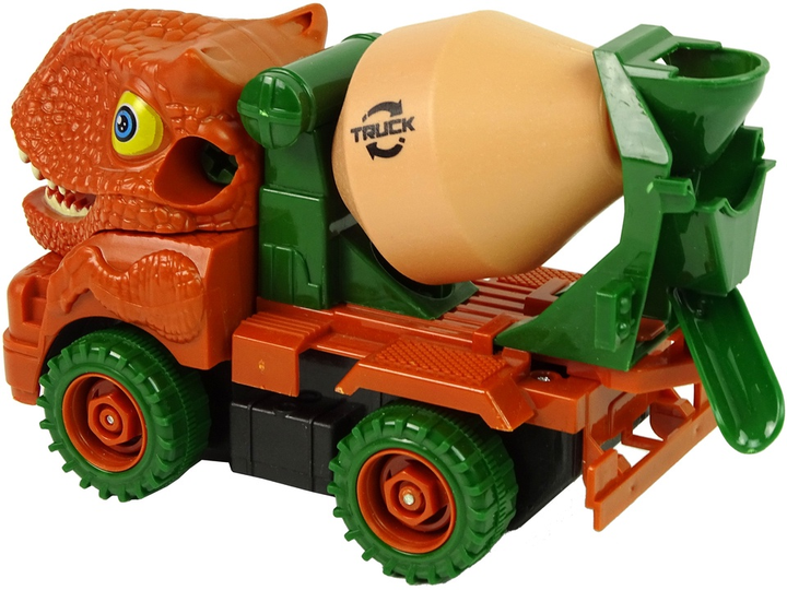 Набір іграшок LEAN Toys Вантажівка-бетономішалка Динозавр для розкручування Помаранчевий + Аксесуари 10423 (5904665992616) - зображення 5