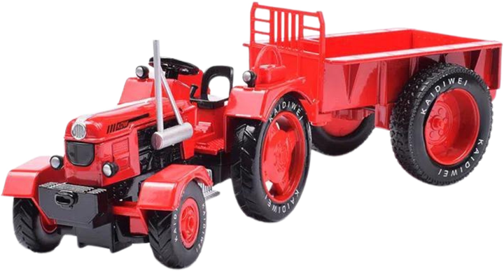 Zabawka LEAN Toys Traktor rolniczy z przyczepą metalowy 1:18 Czerwony 24732 (5905991057826) - obraz 3