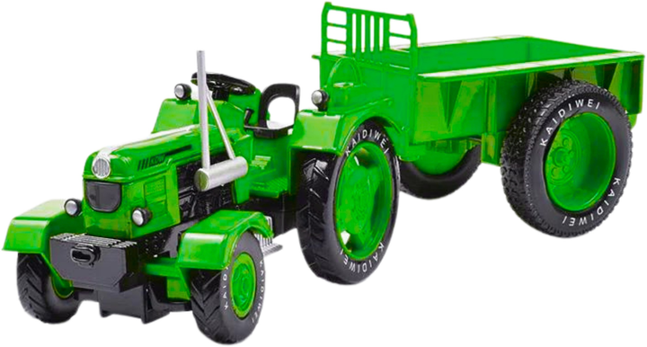 Zabawka LEAN Toys Taktor rolniczy z przyczepą metalowy 1:18 Zielony 24733 (5905991057833) - obraz 3