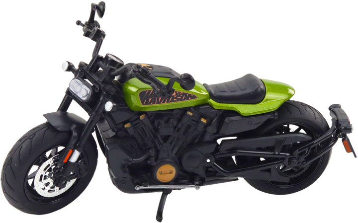 Zabawka LEAN Toys Motocykl chopper metalowy ze światłami i dźwiękami z zielonymi elementami 1:12 Czarny 22616 (5905991049654) - obraz 3