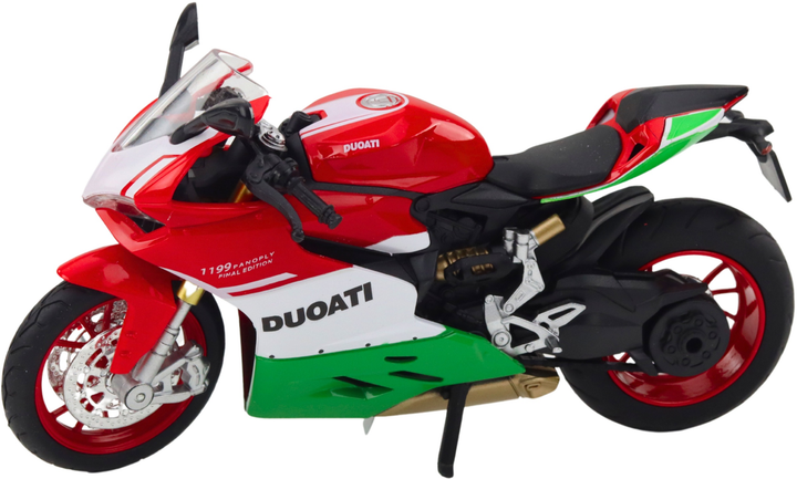 Zabawka LEAN Toys Motocykl sportowy metalowy ze światłami i dźwiękami 1:12 Czerwono-Zielony 22620 (5905991049692) - obraz 3