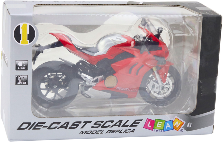 Zabawka LEAN Toys Motocykl sportowy metalowy ze światłami i dźwiękami 1:12 Czerwony 22612 (5905991049616) - obraz 1