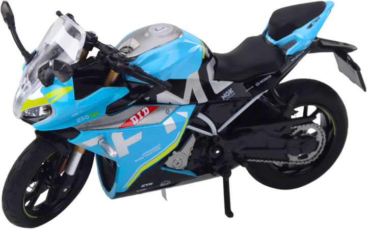 Zabawka LEAN Toys Motocykl sportowy metalowy ze światłami i dźwiękami 1:12 Niebieski 22615 (5905991049647) - obraz 3