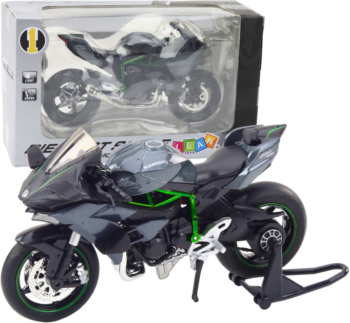 Zabawka LEAN Toys Motocykl sportowy metalowy ze światłami i dźwiękami 1:12 Szary 22603 (5905991049524) - obraz 2