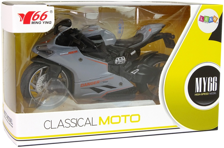 Іграшка LEAN Toys Спортивний мотоцикл з приводом pull-back зі світлом і звуком 1:12 Сірий 12261 (5905214970376) - зображення 1