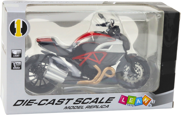 Zabawka LEAN Toys Motocykl sportowy metalowy ze światłami i dźwiękami 1:12 Czarny 22606 (5905991049555) - obraz 1