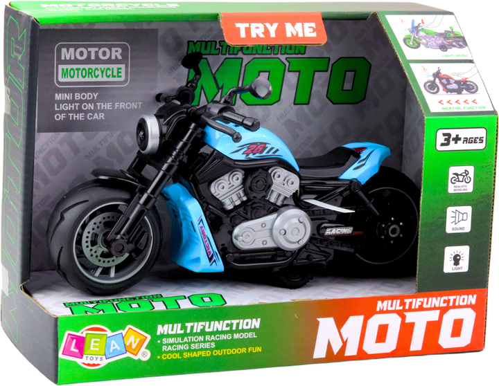 Іграшка LEAN Toys Іграшковий мотоцикл на батарейках з приводом, світлом і звуками Синій 24209 (5905991053552) - зображення 1