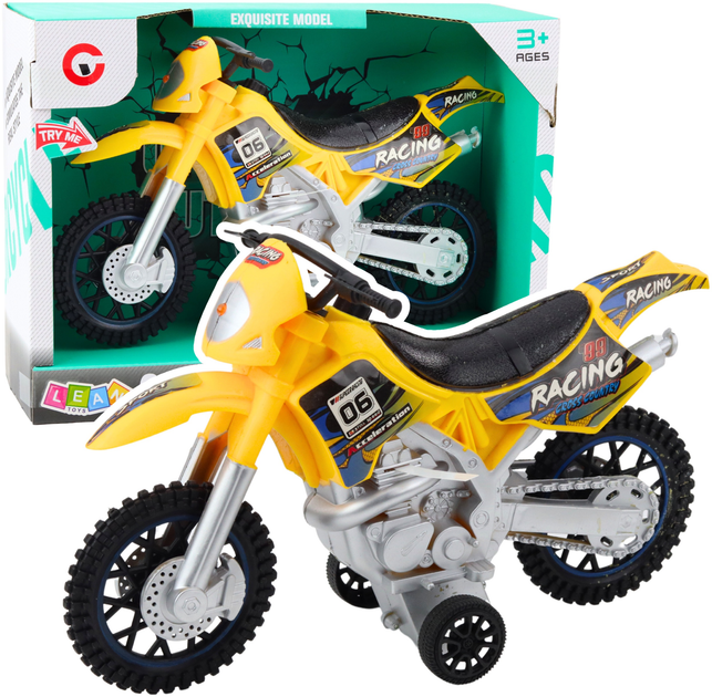 Іграшка LEAN Toys Мотоцикл для кросу з приводом світлом і звуками Жовтий 24216 (5905991053620) - зображення 2