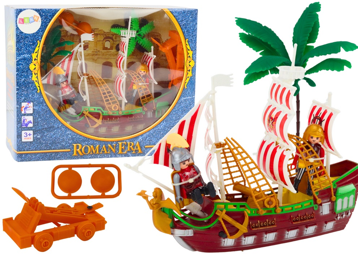 Zestaw LEAN Toys Statek romański z katapultą i palmami oraz ze światłami i dźwiękami + Rzymianie 18963 (5905991020141) - obraz 2